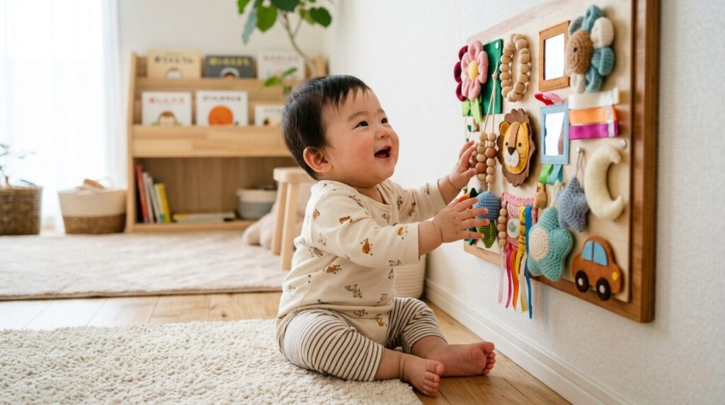 0歳児の壁掛け手作りおもちゃ7選｜保育士監修・月齢別アイデアと安全な作り方