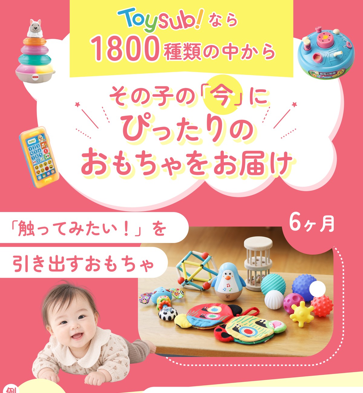 1800種類の中からその子の今にぴったりのおもちゃをお届け